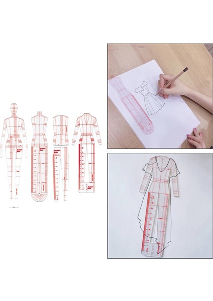 Moda Çizim Cetvel Kadın Insansı Desenler Tasarlama Eskiz Şablonu B Için (Yurt Dışından)