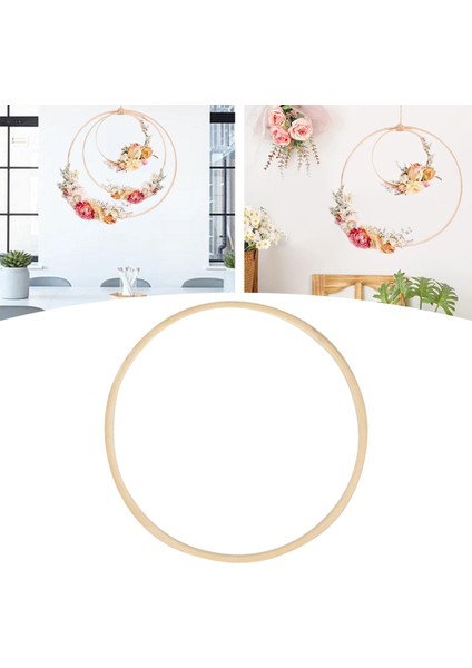 Ahşap Halkalar, Ahşap Bambu Çiçek Çember Çelenk Halkaları Dıy 20 cm Ahşap Için Makram (Yurt Dışından)