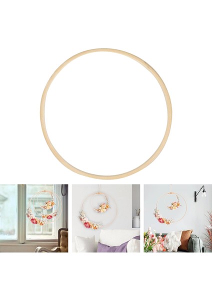 Ahşap Halkalar, Ahşap Bambu Çiçek Çember Çelenk Halkaları Dıy 20 cm Ahşap Için Makram (Yurt Dışından)