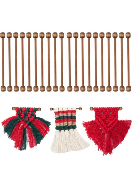 Goblen Asılı Çubuk 20 Adet Mini Set Ahşap Ev Banner Tutucu Dokuma (Yurt Dışından)
