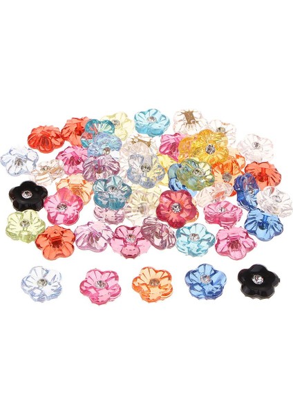 50 Parça Karışık Boyut Reçine Yuvarlak Düğmeleri Çocuk Düğmeleri Düz Rhinestone Düğmesi Set Çok Molor 0.6cm (Yurt Dışından)