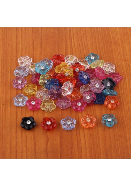 50 Parça Karışık Boyut Reçine Yuvarlak Düğmeleri Çocuk Düğmeleri Düz Rhinestone Düğmesi Set Çok Molor 0.6cm (Yurt Dışından)