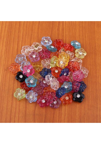 50 Parça Karışık Boyut Reçine Yuvarlak Düğmeleri Çocuk Düğmeleri Düz Rhinestone Düğmesi Set Çok Molor 0.6cm (Yurt Dışından)