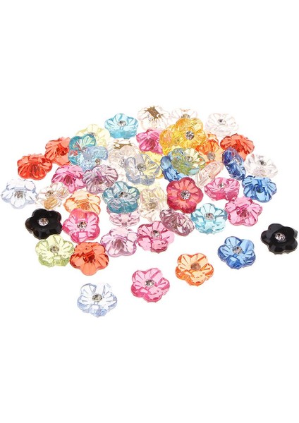 50 Parça Karışık Boyut Reçine Yuvarlak Düğmeleri Çocuk Düğmeleri Düz Rhinestone Düğmesi Set Çok Molor 0.6cm (Yurt Dışından)
