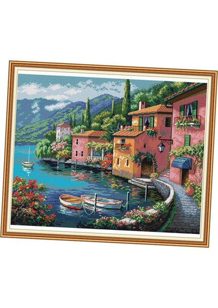 Çaprazş Önceden Basılmış - Ingilizce ile Şehir Peyzaj Nakışı 52X44CM (Yurt Dışından)