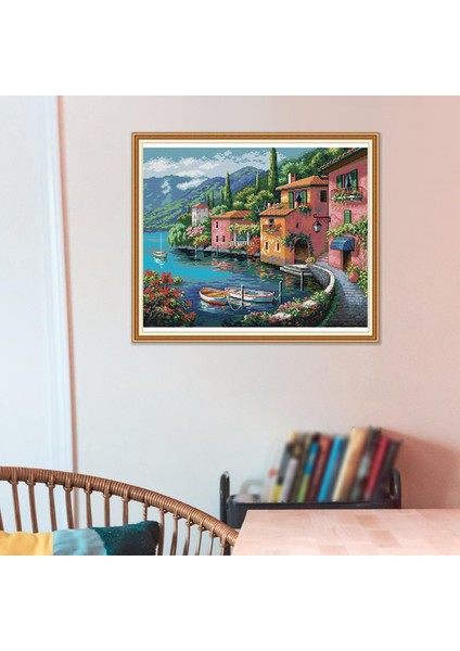 Çaprazş Önceden Basılmış - Ingilizce ile Şehir Peyzaj Nakışı 52X44CM (Yurt Dışından) modelleri