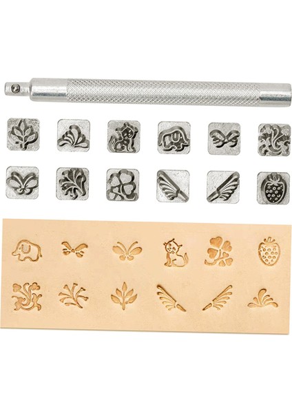 12 Adet Deri Zanaat Çalışma Eyer Yapımı Diy Araçları Metal Pul Set Hayvan ve Bitki (Yurt Dışından)