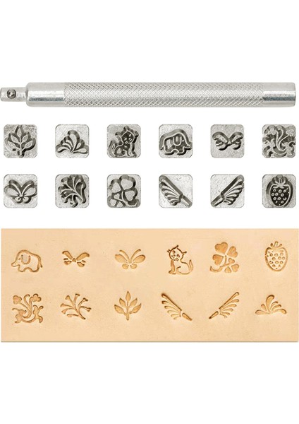 12 Adet Deri Zanaat Çalışma Eyer Yapımı Diy Araçları Metal Pul Set Hayvan ve Bitki (Yurt Dışından)
