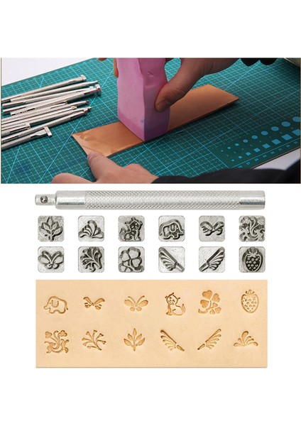 12 Adet Deri Zanaat Çalışma Eyer Yapımı Diy Araçları Metal Pul Set Hayvan ve Bitki (Yurt Dışından)