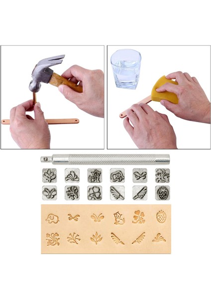12 Adet Deri Zanaat Çalışma Eyer Yapımı Diy Araçları Metal Pul Set Hayvan ve Bitki (Yurt Dışından)