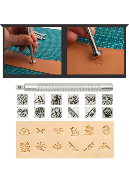 12 Adet Deri Zanaat Çalışma Eyer Yapımı Diy Araçları Metal Pul Set Hayvan ve Bitki (Yurt Dışından)