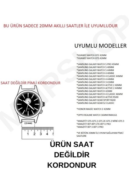 Samsung Galaxy Watch 4 Classic 46MM / Active R500 / Gear Sport R600 / Gear S2 Classic Uyumlu 20MM Mıknatıslı Metal Hasır Kordon indirimleri