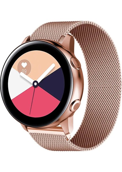 Samsung Galaxy Watch 4 Classic 46MM / Active R500 / Gear Sport R600 / Gear S2 Classic Uyumlu 20MM Mıknatıslı Metal Hasır Kordon