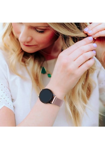 Samsung Galaxy Watch 4 Classic 46MM / Active R500 / Gear Sport R600 / Gear S2 Classic Uyumlu 20MM Mıknatıslı Metal Hasır Kordon fırsatları