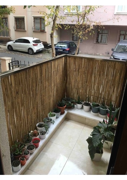 90 Cm x 3 Metre Hasır Kamış Balkon Çiti Bahçe Çiti Gölgelik Bambu Çit Dekorasyon