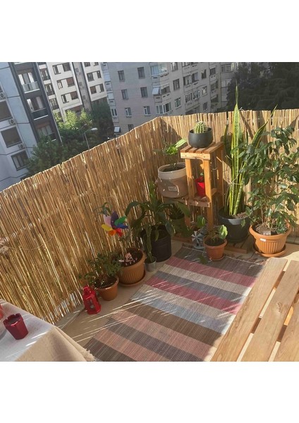 90 Cm x 2,50 Metre Hasır Kamış Balkon Çiti Bahçe Çiti Gölgelik Dekorasyon Bambu Çit