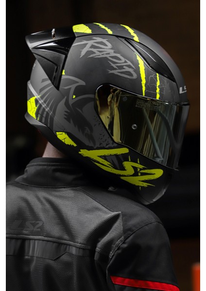 Rapıd Race Raven Mat Siyah-Gri-Neon Sarı Kask C4