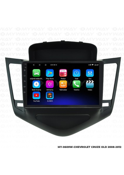 Chevrolet Cruze Android 12 Multimedya Carplay 2gb RAM+32GB HDD Navigasyon Ekran