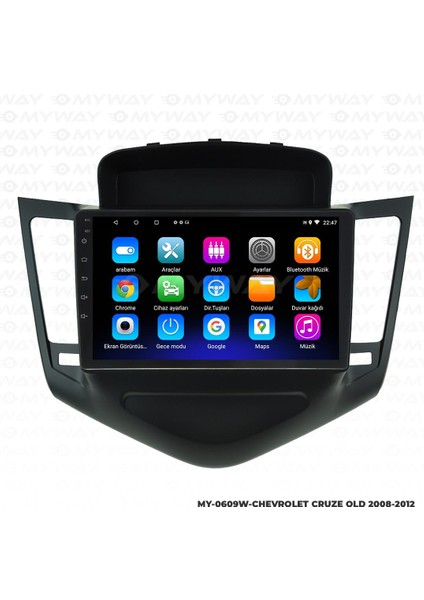 Chevrolet Cruze Android 12 Multimedya Carplay 2gb RAM+32GB HDD Navigasyon Ekran