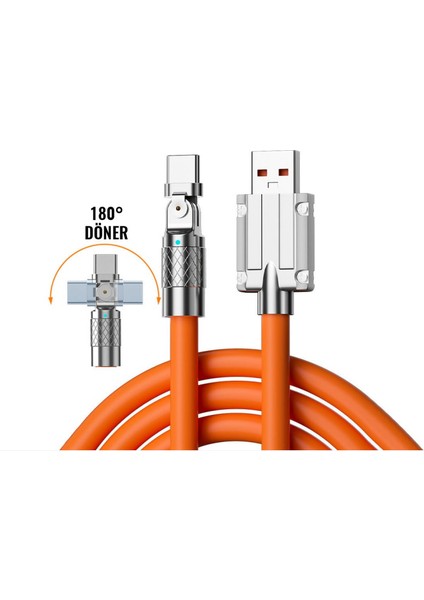 180 Derece Döner Başlıklı Type-C Şarj Kablosu / Samsung - Xiaomi - Redmi Kablo