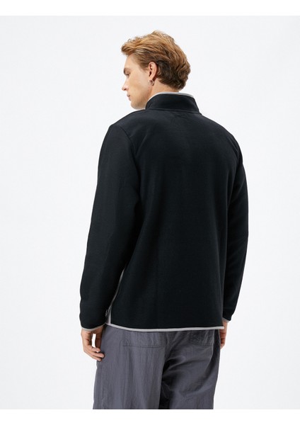 Polar Sweatshirt Yarım Fermuarlı Renk Bloklu Slogan Detaylı fırsatları