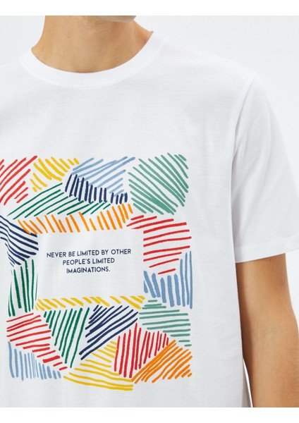 Slogan Baskılı Tişört Bisiklet Yaka Kısa Kollu Pamuklu indirimleri