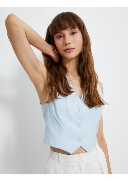 Melis Ağazat x Koton - Düğmeli V Yaka Yelek