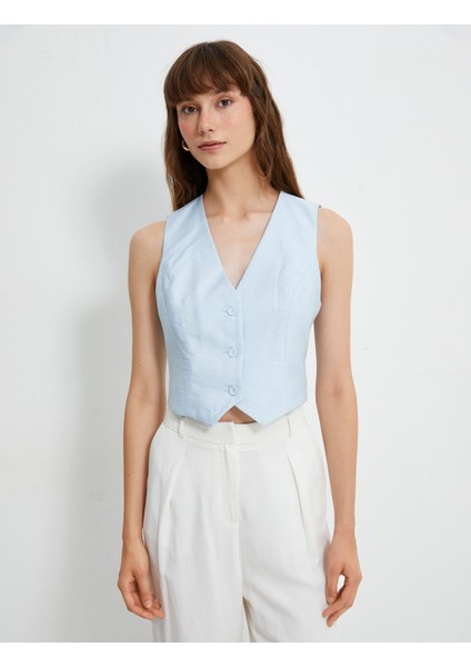Melis Ağazat x Koton - Düğmeli V Yaka Yelek modelleri