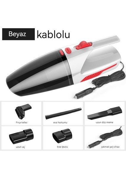 Araba Kablosuz Elektrikli Süpürge Araba Taşınabilir Islak ve Kuru Şarj Toz Toplayıcı Araba Işıklı El Elektrikli Süpürge (Yurt Dışından)