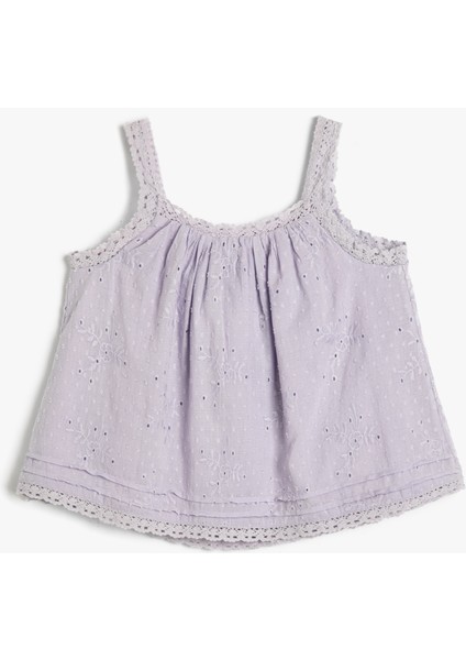 Askılı Bluz Çiçek Brodeli Düğmeli Pamuklu Astarlı fiyatları