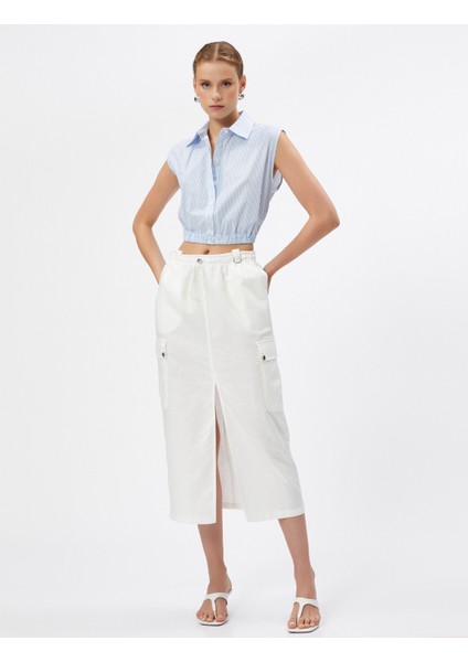 Crop Gömlek Pencere Detaylı Kolsuz Pamuklu fiyatları