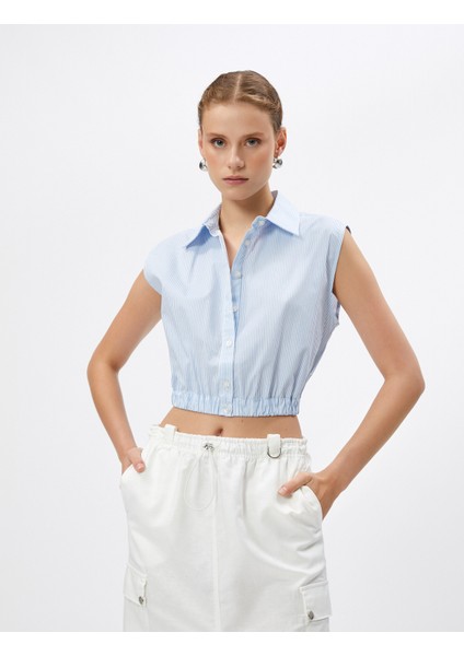 Crop Gömlek Pencere Detaylı Kolsuz Pamuklu modelleri
