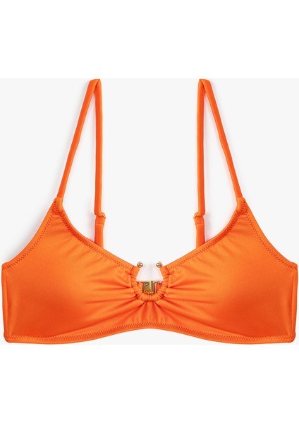 Bikini Üstü Pencere Detaylı Büzgülü Metal Aksesuarlı İnce Askılı