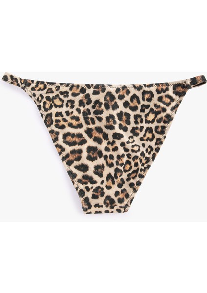 Leopar Desenli Bikini Altı Metal Aksesuarlı