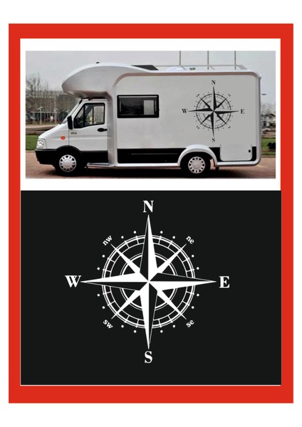 Pusula Sticker 45X45CM 1 Adet Oto Sticker - Kamp Karavan Sticker