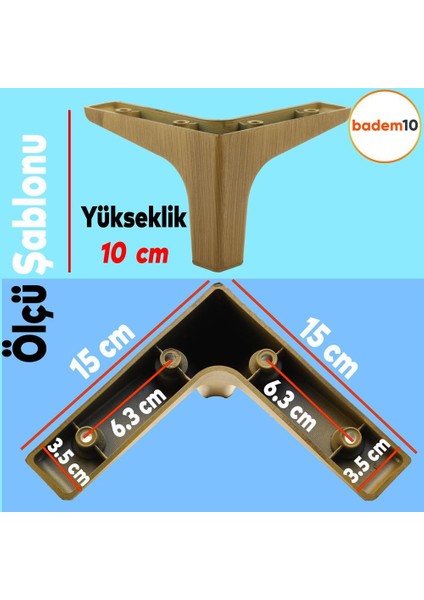 Sedef Lüks Mobilya Kanepe Sehpa Tv Ünitesi Koltuk Ayağı 10 cm Açık Ceviz Ayakları (4 Adet)