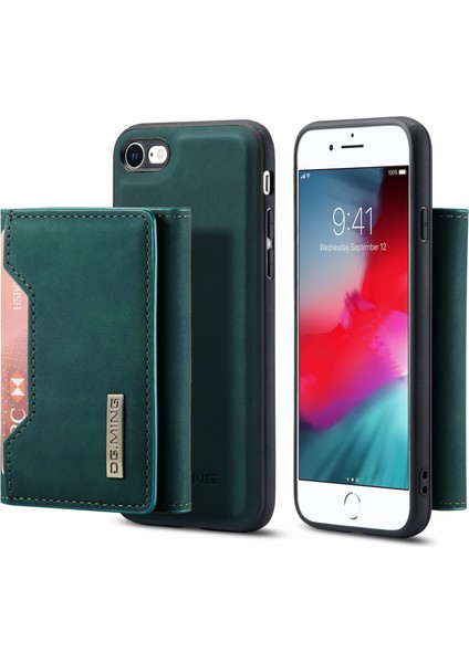 Apple iPhone Se Için Çok Fonksiyonlu Manyetik Çıkarılabilir Cüzdan Kickstand Flip Hibrid Kasa Kapak Yeşili (Yurt Dışından)