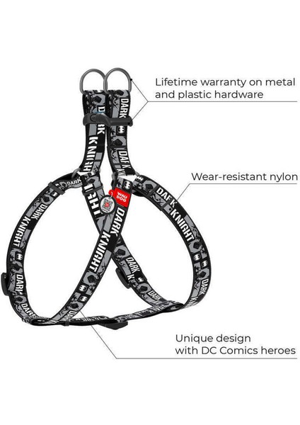 0720-2011 Waudog Nylon Dog Harness With Qr Passport, "dark Knight" Design, Plastic Fastex, W 20 Mm, L 50-80 cm