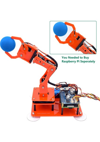 5-Dof Robotik Kol Kiti - Raspberry Pi ile Uyumlu - Turuncu