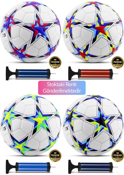 3lü Set Futbol Topu Tekmelik Şampiyonlar Ligi Pompalı Sert Zemin Halı Saha Futbol Topu No:5