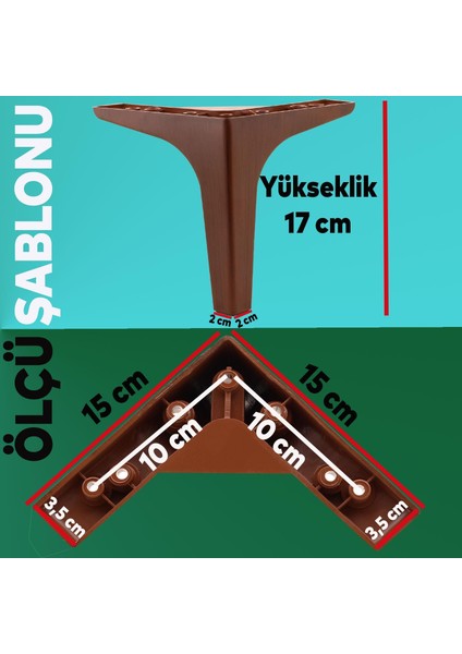 Sedef Lüks Mobilya Kanepe Tv Ünitesi Koltuk Ayağı 17 Cm Ahşap Deseni Kahverengi Ayakları 4 Adet