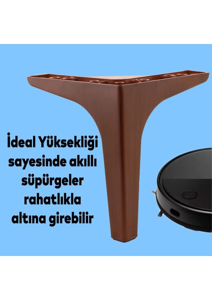 Sedef Lüks Mobilya Kanepe Tv Ünitesi Koltuk Ayağı 17 Cm Ahşap Deseni Kahverengi Ayakları 4 Adet