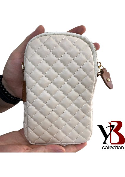 Yb Collection Kapitone Deri Kumaş Zincir Boyun Askılıklı Telefon Çantası Cüzdan Pudra Pembesi AL3943 indirimleri