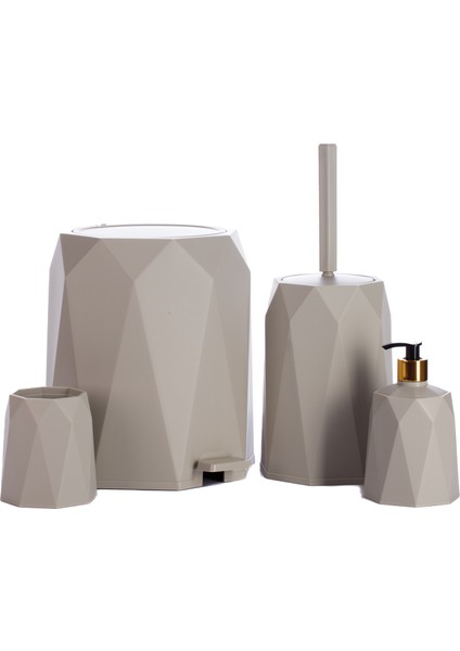 4'lü Banyo Seti Çöp Kovası Tuvalet Fırçası Sabunluk Diş Fırçalık 4 Parça fiyatları