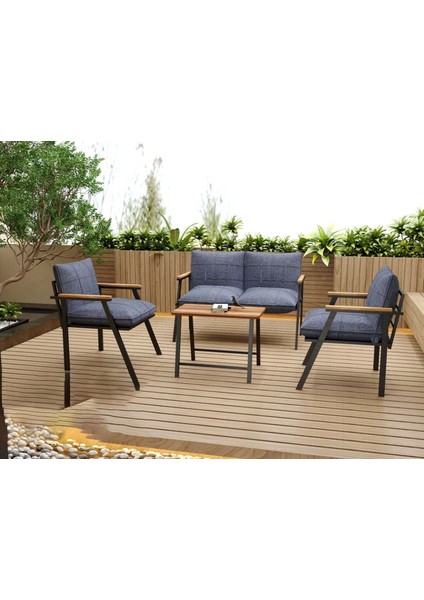 Bella Balkon Cafe Bahçe Takımı Metal Koltuk Takımı Bahçe Mobilyası Çay Seti 2+1+1+Sehpa fiyatları