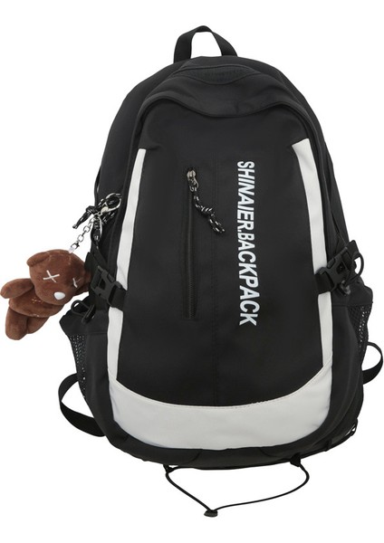 Yeni Unisex Sırt Çantası Moda Rahat Sırt Çantası Büyük Kapasiteli Aşınmaya Dayanıklı Üniversite Öğrencisi Okul Çantası (Yurt Dışından)