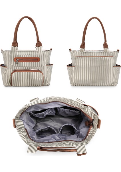 Anne Çantası Çanta Çok Fonksiyonlu Büyük Kapasiteli Anne Çantası Anne ve Bebek Çizgili Dışarı Çıkan El Çantası (Yurt Dışından) fırsatları