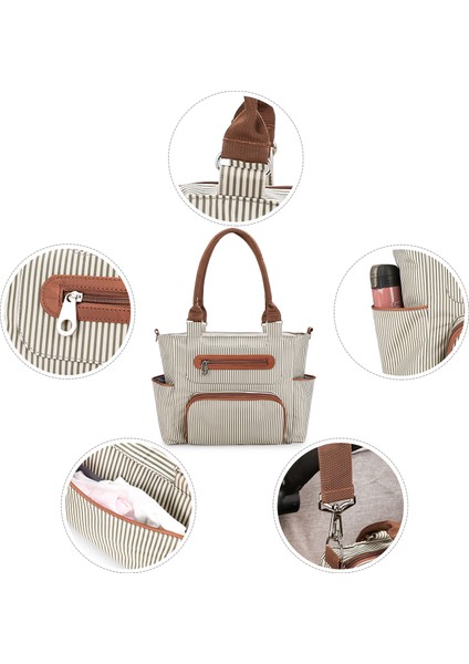 Anne Çantası Çanta Çok Fonksiyonlu Büyük Kapasiteli Anne Çantası Anne ve Bebek Çizgili Dışarı Çıkan El Çantası (Yurt Dışından) indirimleri