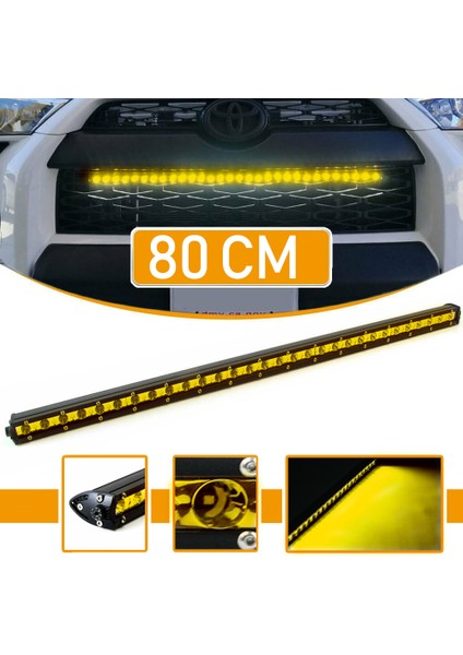 Cree 30 LED 90W Yayıcı Delici Ince Sarı Off Road LED Bar 80 cm
