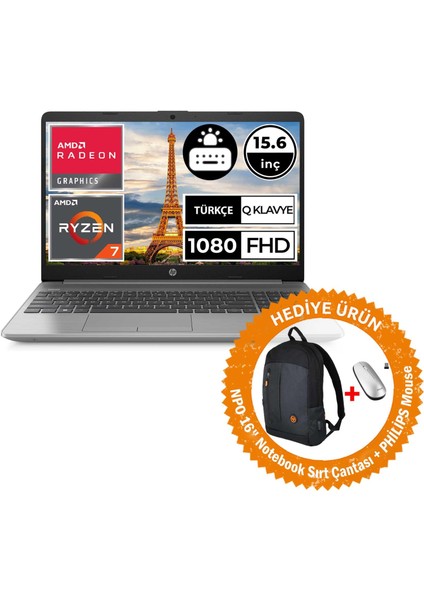 250 G9 6Q8N3ES13 Ryzen7 5825U 16GB 512SSD 15.6" Fullhd W11P Taşınabilir Bilgisayar (Mouse+Çanta)